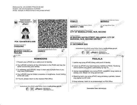 ephilid template|PSA unveils printed National ID official format, .